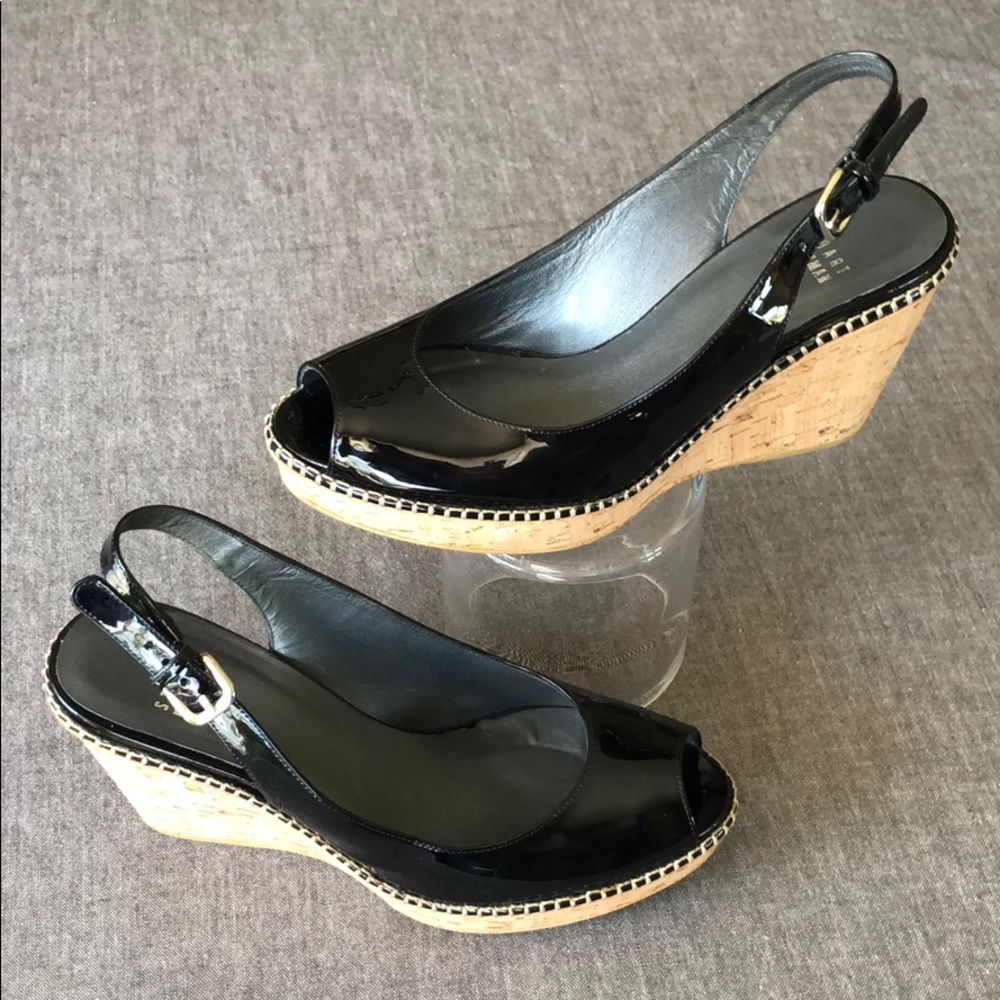 Stuart Weitzman wedge shoe, stitching at sole 8M